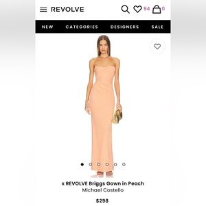 Michael Costello x REVOLVE Briggs Gown in Peach